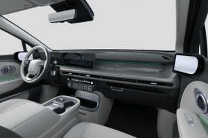 modernes und digitales Interieur eines Elektroautos